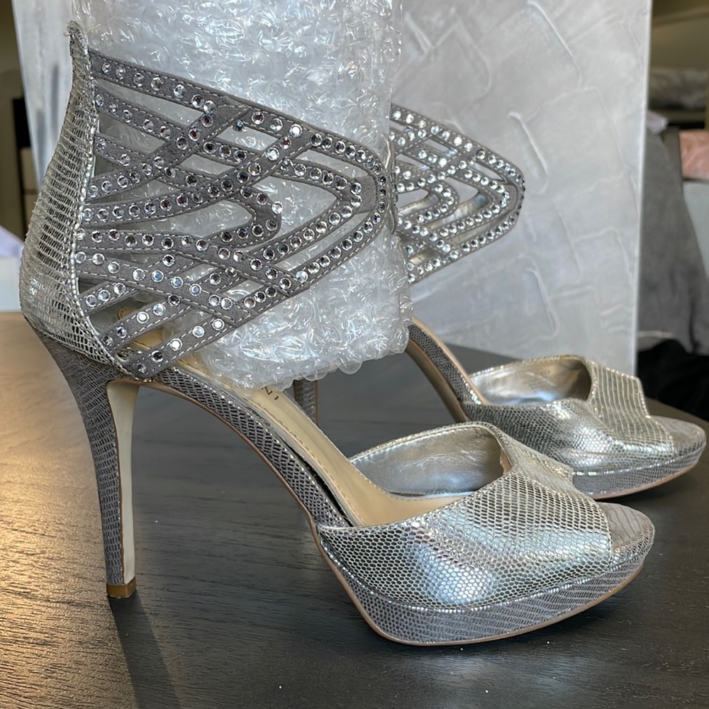 Gianni Bini Silver Studded Heels